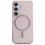 Case Guess Glitter Circle Classic Logo MagSafe for Samsung Galaxy S25 pink - imagine 3
