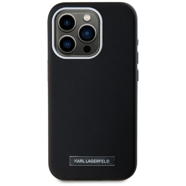 Case Karl Lagerfeld  FW Metal Plate MagSafe for iPhone 15 Pro black - imagine 3