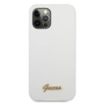 Guess GUHCP12MLSLMGWH iPhone 12/12 Pro 6,1" white hardcase Metal Logo Script - imagine 3