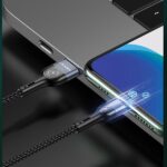 USAMS Braided U48 Lightning Cable 1.2m 2A Fast Charging with LED green SJ423USB02 (US-SJ423) - imagine 9