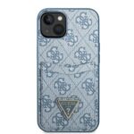 Guess GUHCP13MP4TPB iPhone 13 / 14 / 15 6.1" blue hardcase 4G Triangle Logo Cardslot - imagine 3