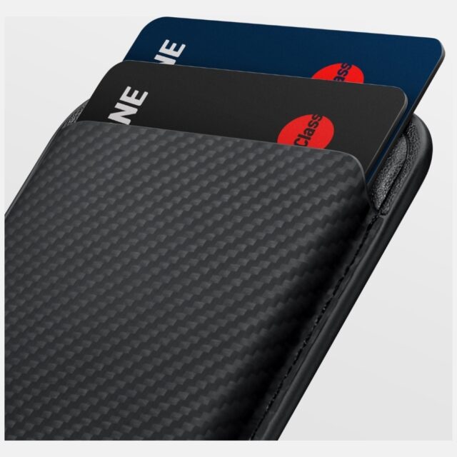 Magnetic wallet PITAKA Woven Wallet MagSafe for phone black grey - imagine 10