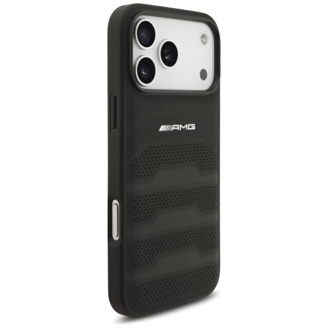 Case AMG Leather Debossed Lines Logo for  iPhone 17 Pro Max black - imagine 4
