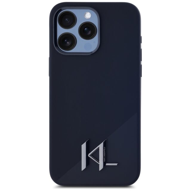 Case Karl Lagerfeld Silicone Shadow Metal Initial MagSafe for iPhone 15 Pro black - imagine 3