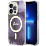 Guess GUHMP14LHTMRSU iPhone 14 Pro 6.1" purple hardcase Golden Marble MagSafe