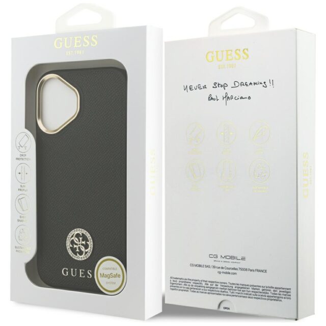 Case Guess Grained Strass Logo MagSafe for iPhone 17 black - imagine 8