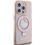 Hello Kitty HKHMP15LHRSGEP iPhone 15 Pro 6.1" Pink Hardcase Ring Stand Glitter Electrop Logo MagSafe - imagine 4