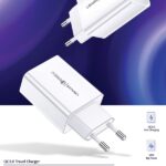 USAMS Wall Charger 1xUSB T22 18W 3A QC3.0 (only head) Fast Charging white CC83TC01 (US-CC083) - imagine 2