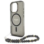 Guess GUHMP16LHGCRELSK iPhone 16 Pro 6.3" black hardcase IML Glitter With Pearl Strap MagSafe - imagine 5