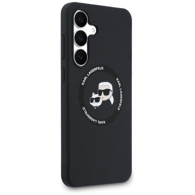 Case Karl Lagerfeld Silicone Karl&Choupette Heads MagSafe for Samsung Galaxy S25 FE black - imagine 4