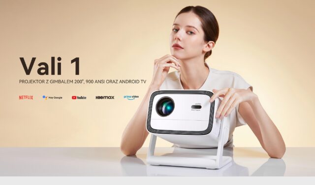 Wanbo Vali 1 Biały | Projector | Full HD, 900 ANSI, Android TV 11, Gimbal - imagine 3