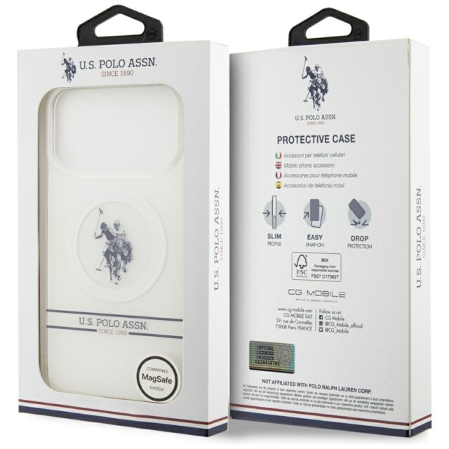 US Polo DH and Bottom Stripe Logo MagSafe Case for iPhone 17 Pro Max White - imagine 8