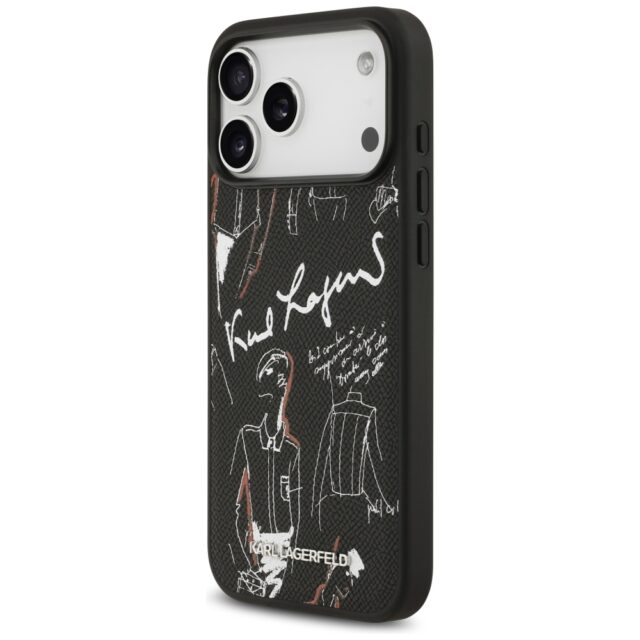 Karl Lagerfeld Grained Pattern & Logo MagSafe Case for iPhone 17 Pro Max Black - imagine 2