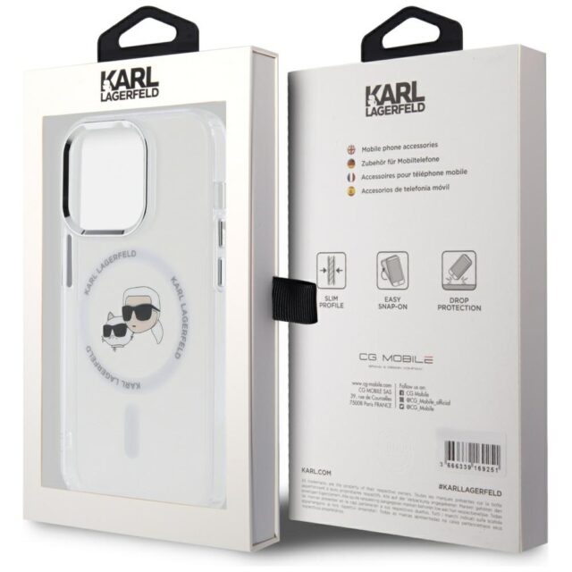 Karl Lagerfeld KLHMP14LHLSKCH iPhone14 Pro 6.1" white hardcase IML Metal Karl&Choupette Head MageSaf - imagine 8