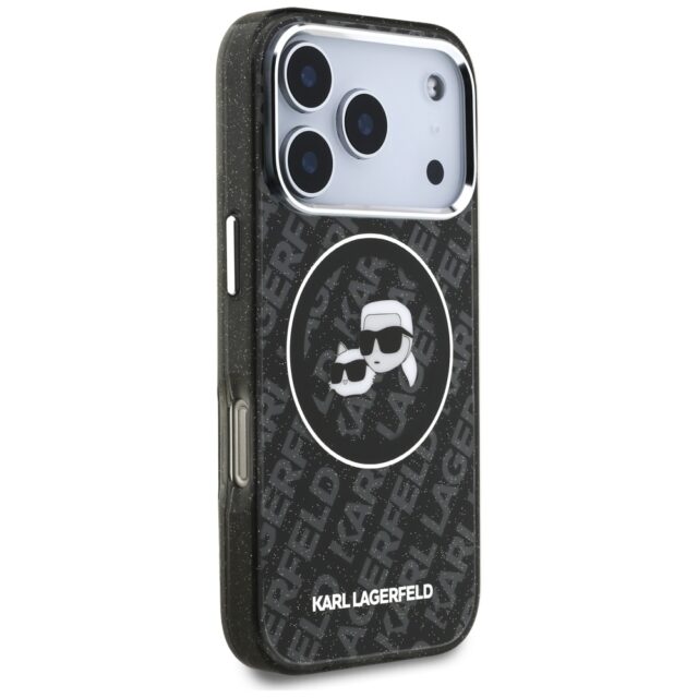 Case Karl Lagerfeld IML Glitter Karl &   Choupette Heads Logo MagSafe for iPhone 17 Pro black - imagine 4