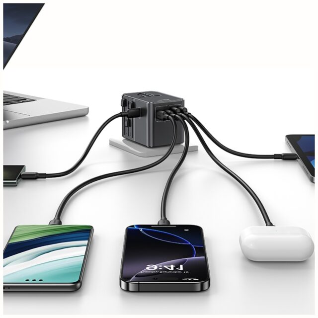 Travel Charger Adapter  USAMS CC310 3xUSB-C 70W 4in1 US/AU/EU/UK black - imagine 7