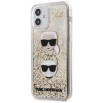 Karl Lagerfeld KLHCP12SKCGLGO iPhone12 mini 5,4" gold hardcase Liquid Glitter Karl&Choupette - imagine 2
