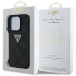 Case Guess Hot Stamp 4G Pattern Triangle Metal Logo for iPhone 16 Pro black - imagine 8