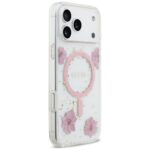 Case Guess Resin Flowers Glitter MagSafe for iPhone 17 Pro Max pink - imagine 4
