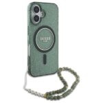 Guess GUHMP16MHGCRELSA iPhone 16 Plus 6.7" green hardcase IML Glitter With Pearl Strap MagSaf - imagine 3
