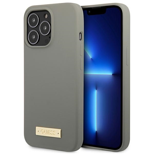 cps-d33a7e5ce27db68f5b96a6de545d532a-2025-12-06-15-12-18 Guess GUHMP13XSPLG iPhone 13 Pro Max 6,7" grey hard case Silicone Logo Plate MagSafe - imagine 1