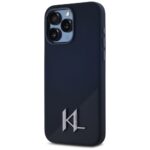 Case Karl Lagerfeld Silicone Shadow Metal Initial MagSafe for iPhone 15 Pro black - imagine 2