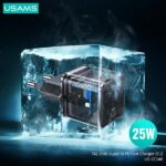 USAMS Wall Charger 1xUSB-C T42 mini 25W (only head) Super SI 5V-3A PD3.0 Fast Charging black CC1 - imagine 3