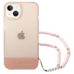 Guess GUHCP14MHGCOHP iPhone 14 Plus/ 15 Plus 6.7" pink hardcase Translucent Pearl Strap - imagine 2