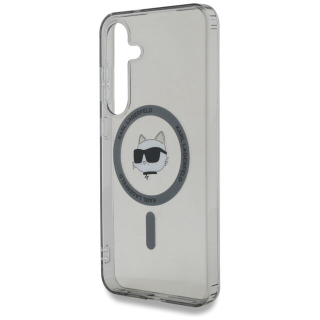Case Karl Lagerfeld Button Choupette Head Printed Logo MagSafe Samsung Galaxy S25 black - imagine 6