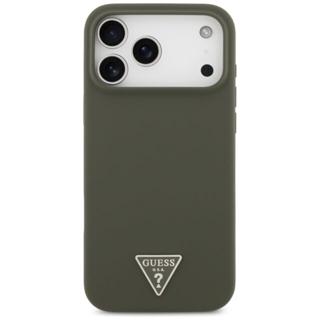 Case Guess Silicone Triangle Logo MagSafe for iPhone 17 Pro Max khaki - imagine 3