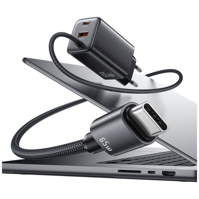 USAMS JC Series CC266 65W GaN Fast Charger 2xUSB-C 1xUSB-A White - imagine 3