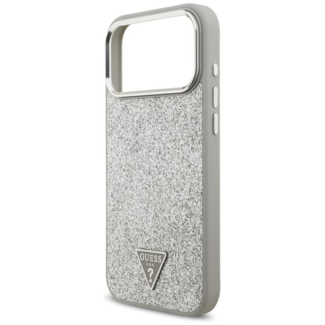 Case Guess Glitter Triangle Logo MagSafe for iPhone 17 Pro Max silver - imagine 6
