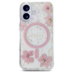 Guess GUHMP16SRBFGFGMP iPhone 16 6.1" pink hardcase Resin Flower Glitter MagSafe - imagine 3