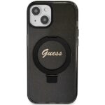 Guess GUHMP15SHRSGSK iPhone 15 / 14 / 13 6.1" black hardcase Ring Stand Script Glitter MagSafe - imagine 3