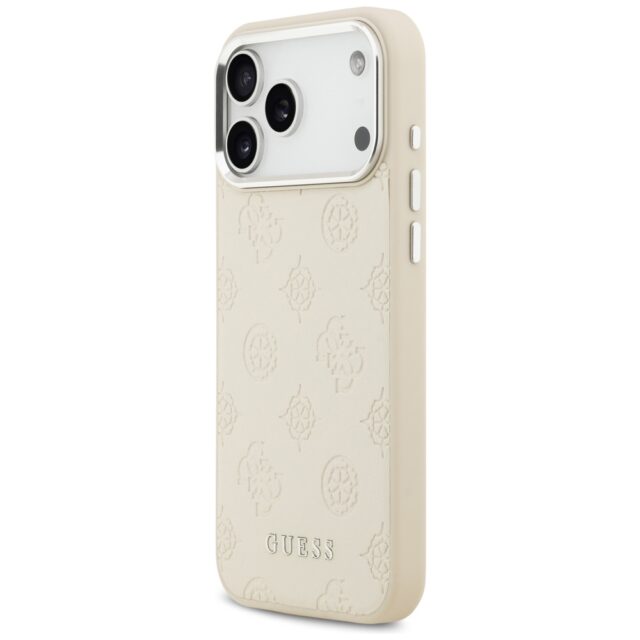 Guess Peony Hot Stamp Script MagSafe Case for iPhone 17 Pro Max Beige - imagine 2