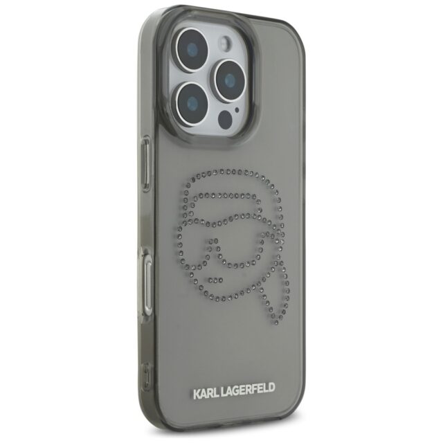 Case Karl Lagerfeld IML Rhinestones Karl Head for iPhone 16 Pro black - imagine 4