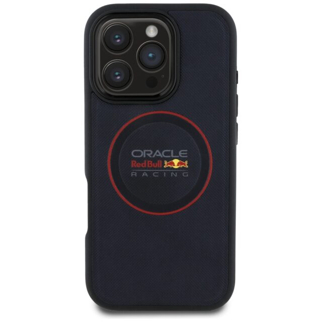 Red Bull RBHMP16L24PUILVR iPhone 16 Pro  6.3" hardcase navy Leather Red Ring MagSafe - imagine 3