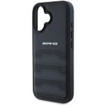 AMG AMHCP16SGSEBK iPhone 16 6.1" black hardcase Leather Debossed Lines Black Logo - imagine 6