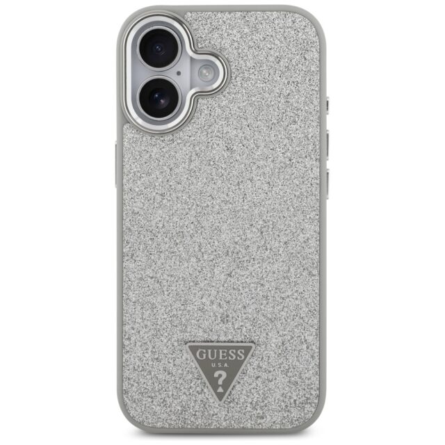 Case Guess Glitter Triangle Logo MagSafe for iPhone 17 silver - imagine 3