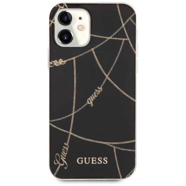 Guess GUHCP12SPCUCHBK iPhone 12 mini 5,4" black hardcase Gold Chain Collection - imagine 3