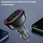 USAMS car charger 1xUSB-C 3xUSB-A C34 48W 3A+C PD Fast Charge black CC170CC01 (US-CC170) - imagine 5