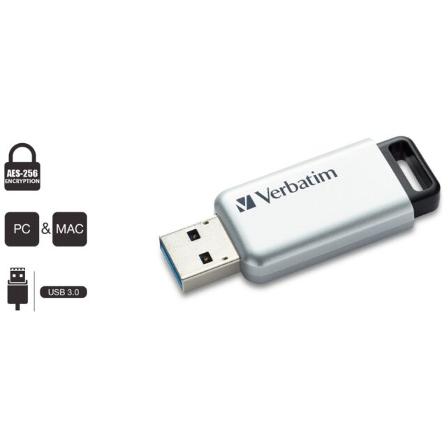 Pendrive Verbatim Secure Pro 32GB USB 3.2 Gen 1 silver 98665 - imagine 2