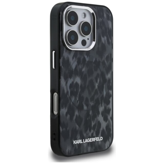 Case Karl Lagerfeld IML Leopard Pattern  MagSafe for iPhone 16 Pro Max black - imagine 4
