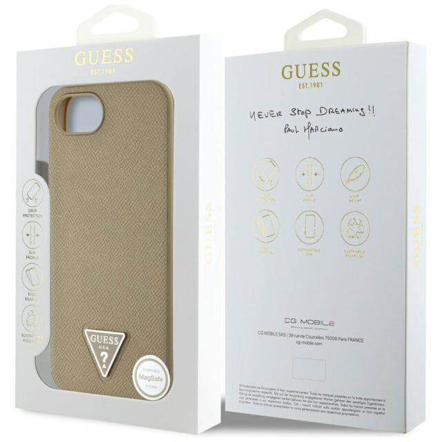 Case Guess Grained Triangle MagSafe for iPhone 16e brown - imagine 8
