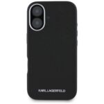Case Karl Lagerfeld Saffiano Full Wrapped Elongated Metal Logo MagSafe for iPhone 16 black - imagine 3