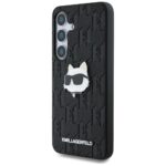 Case Karl Lagerfeld Leather Monogram Pin Logo Choupette Head Samsung Galaxy S25 black - imagine 2