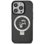 Karl Lagerfeld KLHMP15LHMRSKCK iPhone 15 Pro 6.1" black hardcase Ring Stand Karl&Choupettte Ma - imagine 3