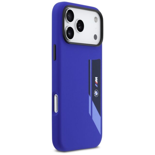 BMW M Silicon Vertical Logo MagSafe Case for iPhone 17 Pro Max Navy Blue - imagine 4
