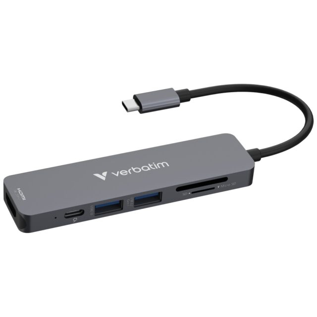 Adapter Hub Verbatim USB-C/HDMI/USB-A 3.2/USB-A 2.0/SD/microSD aluminum 32156 - imagine 4