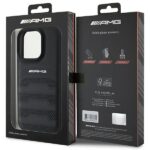 AMG AMHCP16XGSEBK iPhone 16 Pro Max 6.9" black hardcase Leather Debossed Lines Black Logo - imagine 8